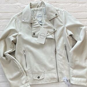 Vine & Valley Vanilla (Creamy White) Faux Leather Moto Jacket Size M | NWT